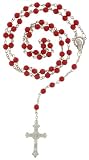 Red Faceted Chain Link Rosary - 26 in. Necklace - 19 in. Overall