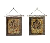 Set of 2 Rustic Autumn Leaf Design Wall Art Decorations