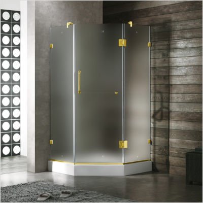 40 x 40 Frameless Neo-Angle Shower Enclosure with Base Finish: Chrome, Glass Type / Door Configuration: Clear / Reversible Door