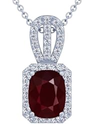 Platinum Cushion Cut Ruby And Round Diamond Pendant