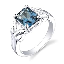 Sterling Silver 2.50 cts Radiant Cut London Blue Topaz Ring Size 7