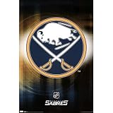 Professionally Framed Buffalo Sabres Logo 2010 Sports Poster Print - 22x34 with RichAndFramous Black Wood Frame