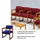 IMAGE OF Classic Series 3 Seat Sofa with Center Arms (open back) Base: Sled, Finish: Black, Material: Avon Navy Fabric