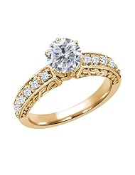 1.30 Ct Round H/I Diamond White Topaz 14K Yellow Gold Ring