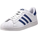 adidas Originals Superstar 2 Sneaker (Little Kid/Big Kid),White/Royal,4.5 M US Big Kid