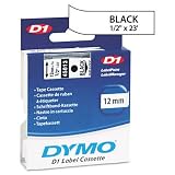 DYMO D1 Standard Tape Cartridge for Dymo Label Makers, 1/2in x 23ft (Black on White)