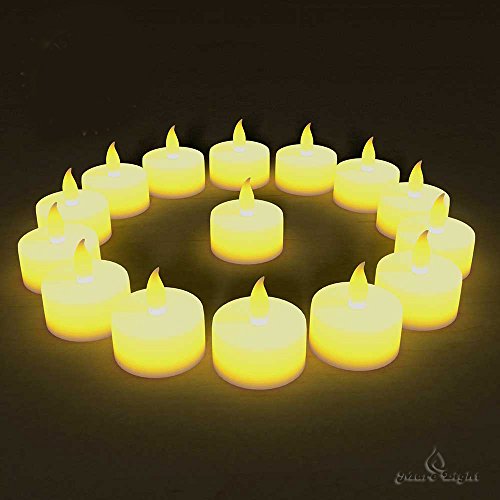 BEST FLAMELESS TEA LIGHTS(24 Pack) - LED Tea Lights Look Authentic, No Drips, No Mess - Bonus 6 Designer Decorating Bags For Free Worth $6 - Battery Tea Lights for Any Occasion:Weddings, Home Decor & Christmas - Best Quality Yellow Flickering Flame Electric Led Candles