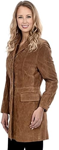 Nuage Sport Classic Trendy Collared Button Up Leather Suede Jacket Tan Medium