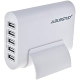 ABLEGRID&reg; 5V 10A 50W 5-Port USB Charger Travel Desktop Adapter Rapid Charging for Apple iPhone 6S, 6S Plus,iPad Air, mini,Samsung Galaxy S6, Edge, Plus and Many Other Devices (White)