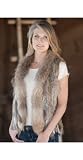 Women's Willow Knitted Rabbit Fur Vest with Raccoon Fur Trim