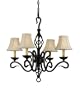 Candice Olson Simplicity 4 x 60-Watt Light Candle Base Chandelier, Oil Rubbed Bronze with Soft-Back Linen Shades