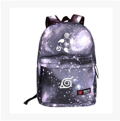 Naruto Sharingan Backpack Japanese Anime Canvas School Bag (Galaxy Grey)