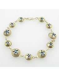 Ladies 10K Solid Yellow Gold evil eye striped star bracelet Length - 7.25 inches Width - 11mm