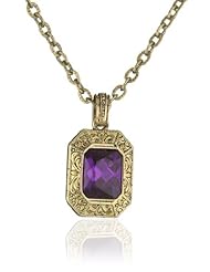 1928 Jewelry "Deep Siberian" Faceted Square Adjustable Pendant Necklace