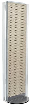 New Almond 2 Sided Pegboard Floor Display Stand with Revolving Base 16"w x 60" h