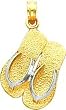 14K Two Tone Gold Large Double Flip Flop Pendant