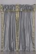 Pair Gray sari curtains with attached beaded valance