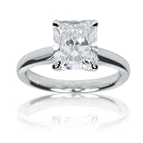 Platinum Radiant Cut Diamond Solitaire Engagement Ring (3.23 ct, E Color, VVS2 Clarity), Size 7