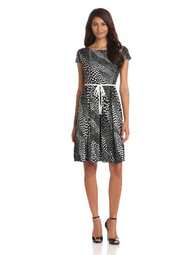Tiana B Womens Cap Sleeve Polka Dot Dress