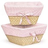 Badger Basket Natural Basket with Pink Gingham Liner