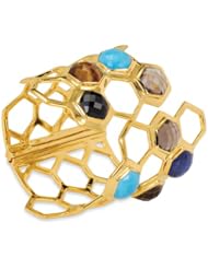 Honeycomb Gemstone Hinged Bracelet in 18k Vermeil
