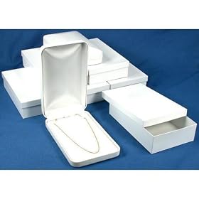 6 Bead Necklace Boxes White Leather Display Gift Box