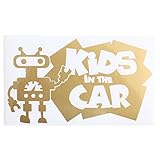 ゴールド（金） ロボットキャラクター窓ガラス用シールタイプ 子供 車 妊婦 安全※吸盤・マグネットタイプではありません 赤ちゃんが乗っています ベビー イン カー ステッカー 出産祝い 妊娠祝い