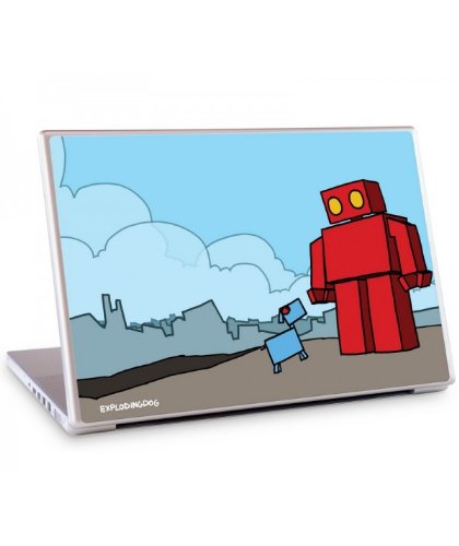 13" PC Laptop & MacBook Skin Red Robot Leaving The City by ExplodingDog GelaSkin Adhesive Cover