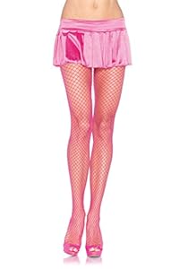 Leg Avenue Women's Spandex Industrial Net Pantyhose Hosiery, Neon Pink, One Size