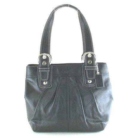 Authentic Coach Grey North South Pleated Leather 
