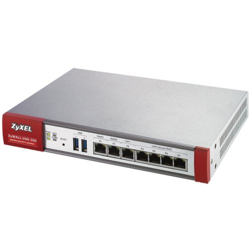 ZyXEL ZyWALL USG200 Unified Security Gateway Firewall w/100 VPN Tunnels, SSL VPN, 7 Gigabit Ports, and High Availability