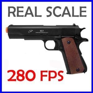 Double Eagle M21 M1911 Military Style Spring Airsoft Pistol M21 270 FPS Spring Handgun