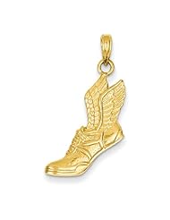 14K Yellow Gold Polished Running Shoe Charm Pendant 30mmx17mm
