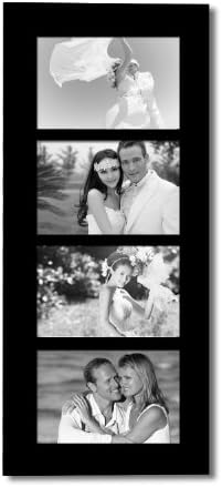 StarHomes Classic Linear Black Color Matt Wooden Picture Photo Frame Wall Hanging Vertical/Horizontal - 4 opennings (4x6 in)