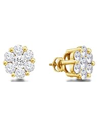 1.50 cttw. Round Diamond Ladies Flower Earrings 14K White Gold