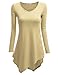 Doublju Womens Long Sleeve V-Neck Handkerchief Longline Tunic Blouse Top
