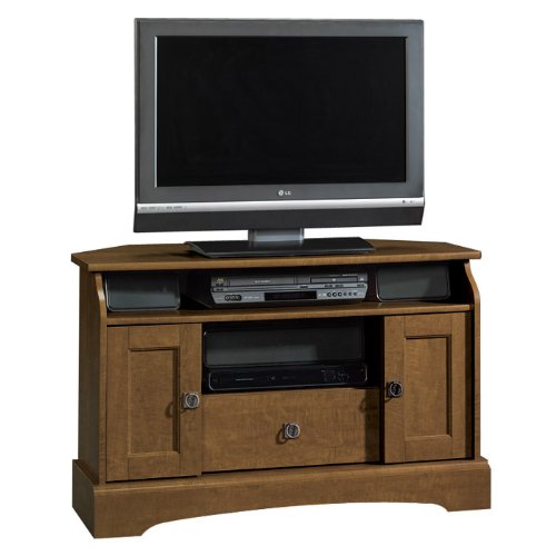Black Friday Graham Hill Corner TV Stand Autumn Maple Finish Deals