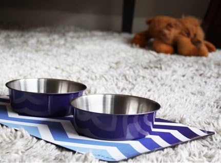 Blue Dog Bowls & Ombre Feeding Mat Set