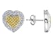 Heart Shaped Yellow and White Diamond Earrings in Two-Toned Gold