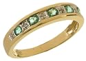 Bague - PR3027DIA+EMERALD(M) - Femme - Or jaune (9 carats) 2.45 Gr - Emeraude - Diamant 0.02 Cts - T 53
