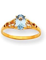 MadiK® Childrens 14K Yellow Gold Synthetic Oval Aquamarine Polished Ring Sz 3