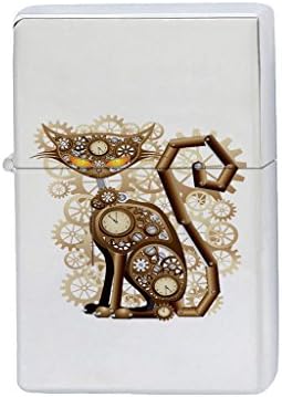 Steampunk Kitty Cat Silver Flip Top Lighter