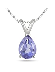 6x4MM All Natural Pear Tanzanite Stud Pendant in .925 Sterling Silver