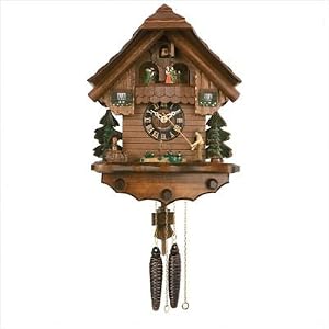 Musical Cuckoo Clock with Fisherman Raises Fishing Pole Design