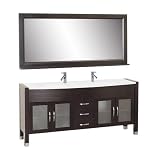 Virtu USA 71 Ava - Espresso - Double Sink Bathroom Vanity - White