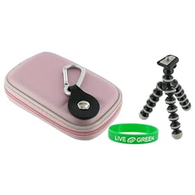 Hard EVA (Pink) Case and Premium Tripod for RCA EZ207 Small Wonder Digital Camcorder White