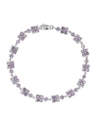 14k White Gold 5.24 ctw Round-Cut Tanzanite Geometric Shapes Bracelet