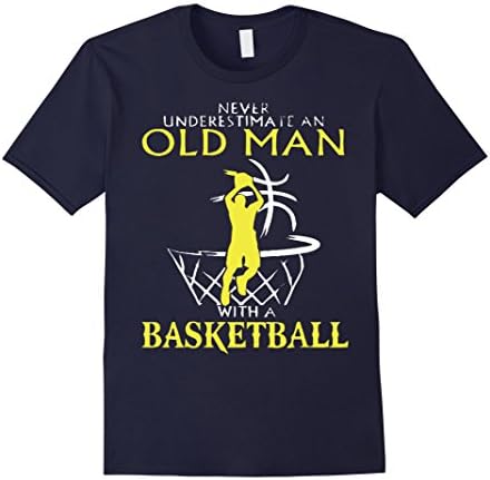 Men's Never underestimate an old man with a Basketball - Shirt Large Navy