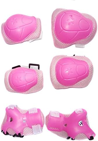 Eforbuy 6Pcs Set Sports Extreme Sports Protective Gear kid Children's Wrist Elbow Knee Protector (pink)