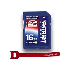 Patriot Signature Line 16 GB SD SDHC Flash Memory Card - 16GB Class 6 Speed Rating (Abacus24-7 Velcro Tie Included)